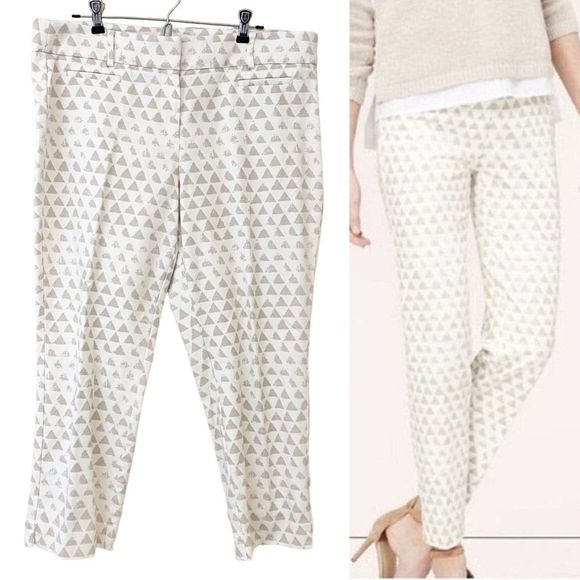 LOFT Pants - LOFT (12P) Marisa The Riviera Triangle Print Slim Leg Pants